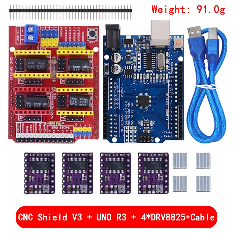 CNC Shield V3/V4 Expansion Board Kit with DRV8825/A4988 Stepper Drivers for Arduino NANO/UNO R3