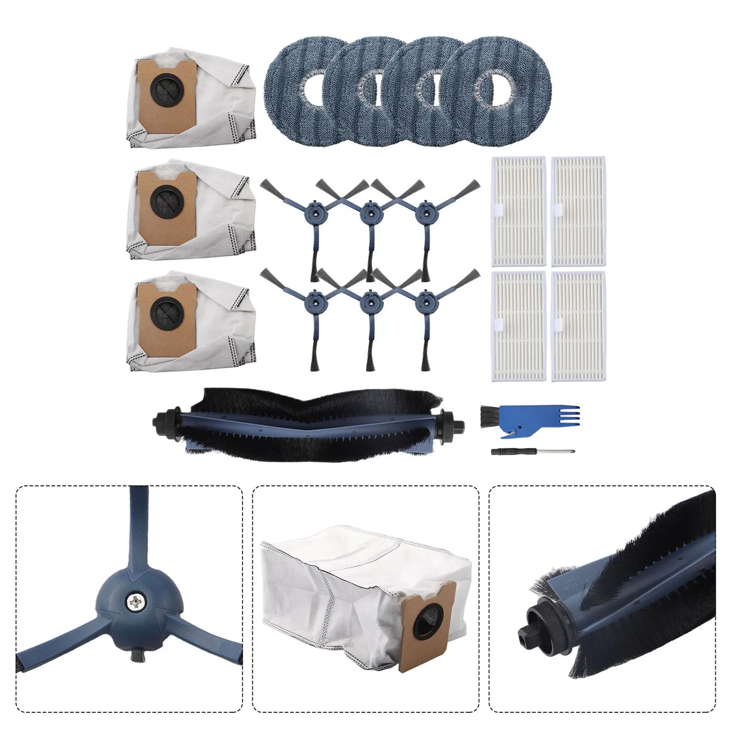Home Maintenance As Shown Robot Vacuum Components Large Capacity Dust Bags For Disposal Replacement Brush Kit Sturdy Dust Bags