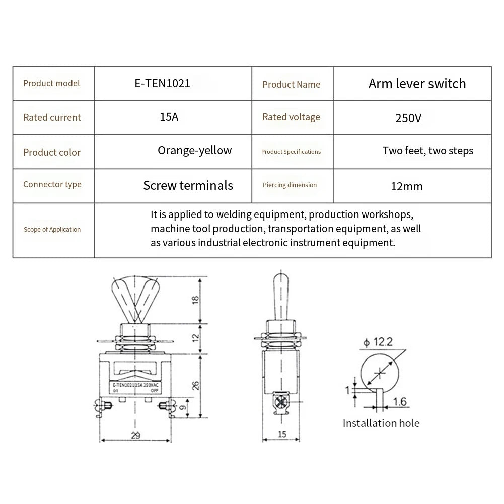 Reliable Power Control Operating Temperature -25 85 On-off Switch 12mm Screw Hole Switch IP54 Protection Level