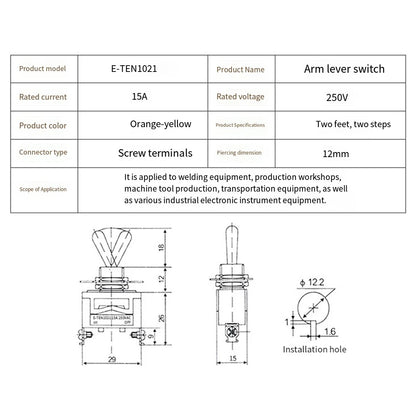 Reliable Power Control Operating Temperature -25 85 On-off Switch 12mm Screw Hole Switch IP54 Protection Level
