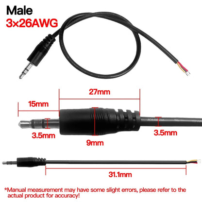 3.5mm Stereo Audio Cable 3×26AWG AUX Cord for Car Phone Speaker Headphones High-Quality Male-to-Male Audio Wire