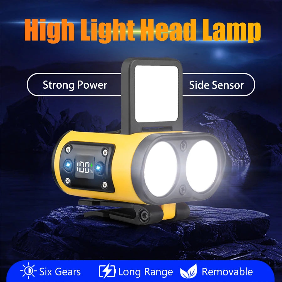 Multifunctional LED Headlamp Cap Clip USB Rechargeable Headlight