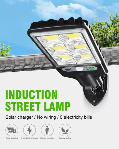 Outdoor LED Solar Light 72COB Motion Sensor Solor Wall Lamp with Remote Control 3 Modes for Garden Patio Yard Garage Lighting