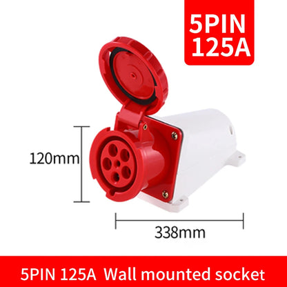 Industrial IP67 Plug 3/4/5 Pin 125A Waterproof Dustproof Socket Male and Female Wall Mounted Panel Concealed Conductor 380V 415V