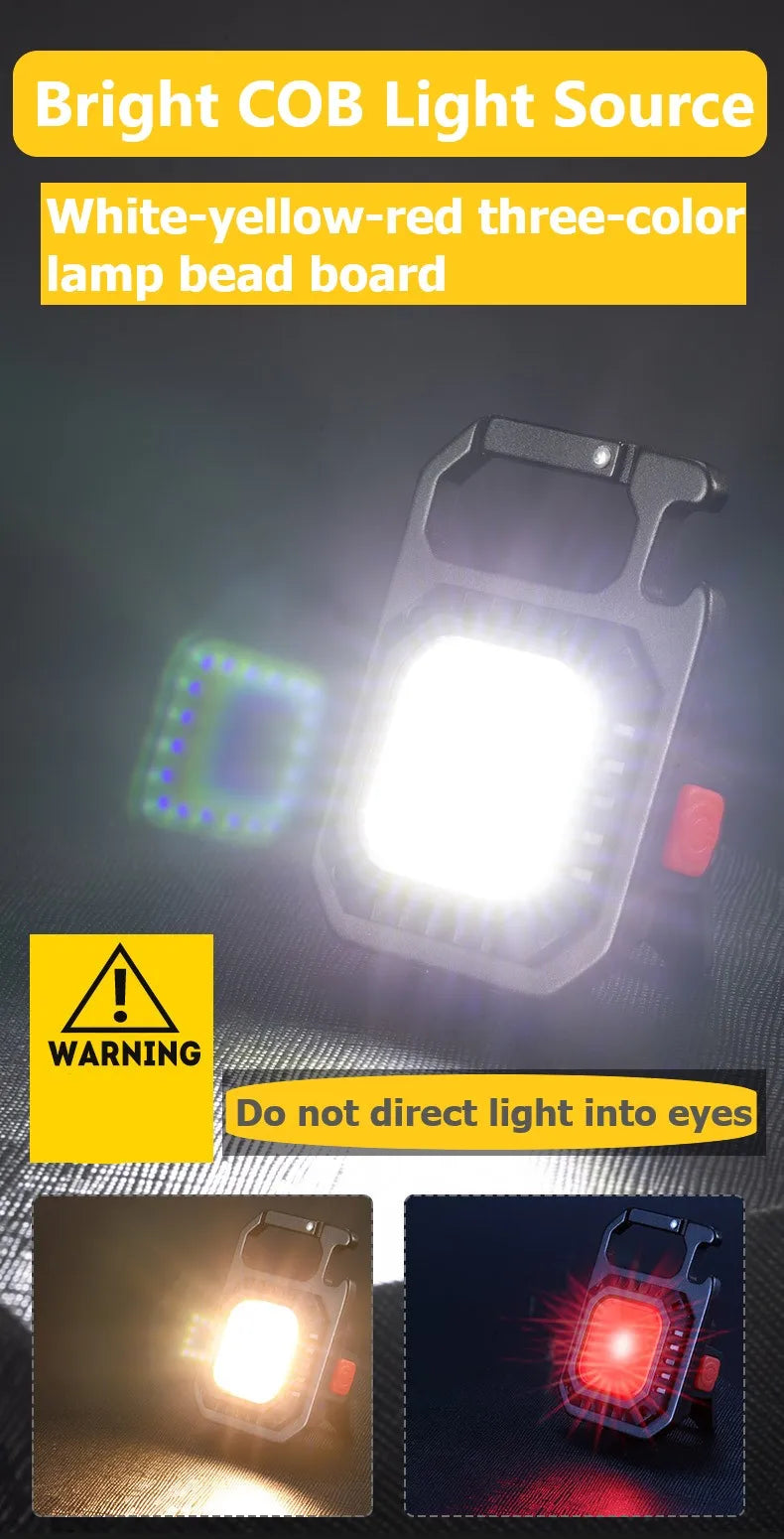Mini Portable Led Flashlight USB Rechargeable Keychain Light Pocket Torch COB Work Lights Outdoor Camping Emergency Lamp Lantern