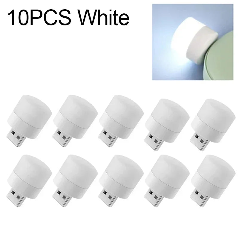 1-20PCS Mini USB LED Plug Lamp Portable Eye Protection Book Reading Light Small Round Car Bulb Computer Mobile Power Lamps