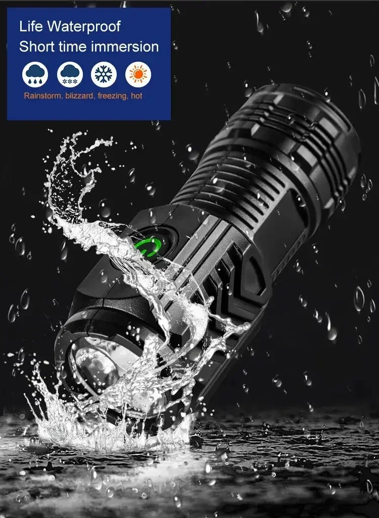 Mini Tactical Flashlight 3*SST20 LED USB Rechargeable High Power Torch