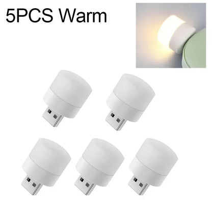 1-20PCS Mini USB LED Plug Lamp Portable Eye Protection Book Reading Light Small Round Car Bulb Computer Mobile Power Lamps