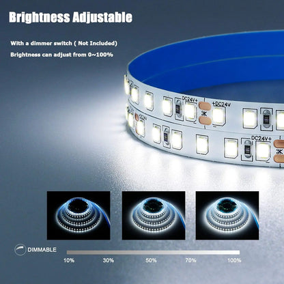 12V/24V LED Strip Light SMD 2835 120LED/M Warm White Flexible Tape 1-5M