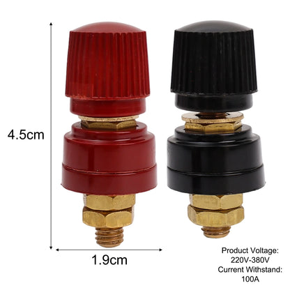 M6 100A Terminal Block Binding Post Copper Power Connector Red Black