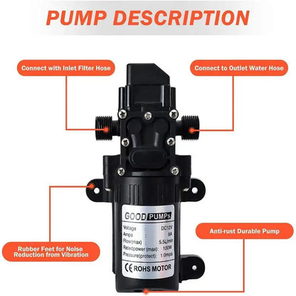 DC 12V High Pressure Diaphragm Water Pump Multifunctional Mini Booster Pump For Water Washing Machine Agricultural Irrigation