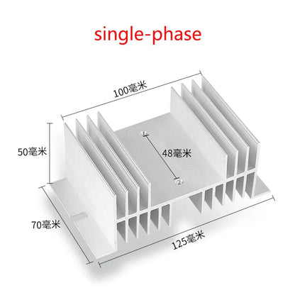 Aluminum Heat Sink for SSR Solid State Relay 10A–100A 12V–220V Cooling Base Single/Three Phase