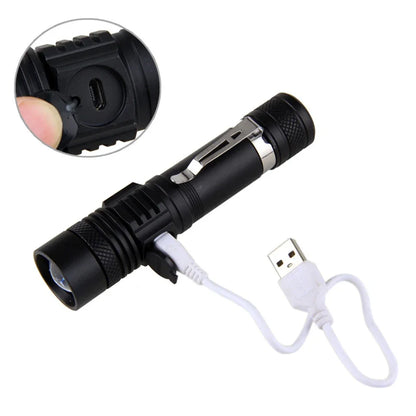 Ultra Bright LED Flashlight T6 Rechargeable Tactical Clip Torch