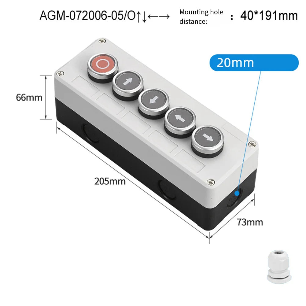 Waterproof Control Box 22mm Inching Switch For Electrical Applications High Current Push Switch Circuit Breaker