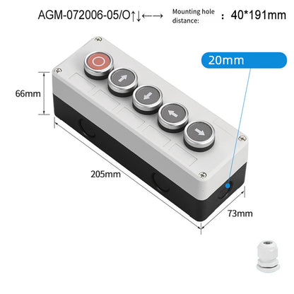 Waterproof Control Box 22mm Inching Switch For Electrical Applications High Current Push Switch Circuit Breaker