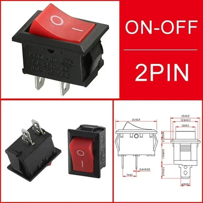 KCD1 Snap-In Boat Rocker Switch SPST ON-OFF 2/3/4 Pin 250V 6A 125V 10A 2P Toggle Power