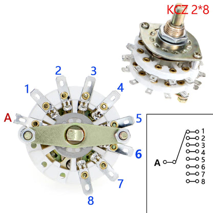 Channel Rotary Switch Selector 2/4 Pole 6-10 Position with Cap