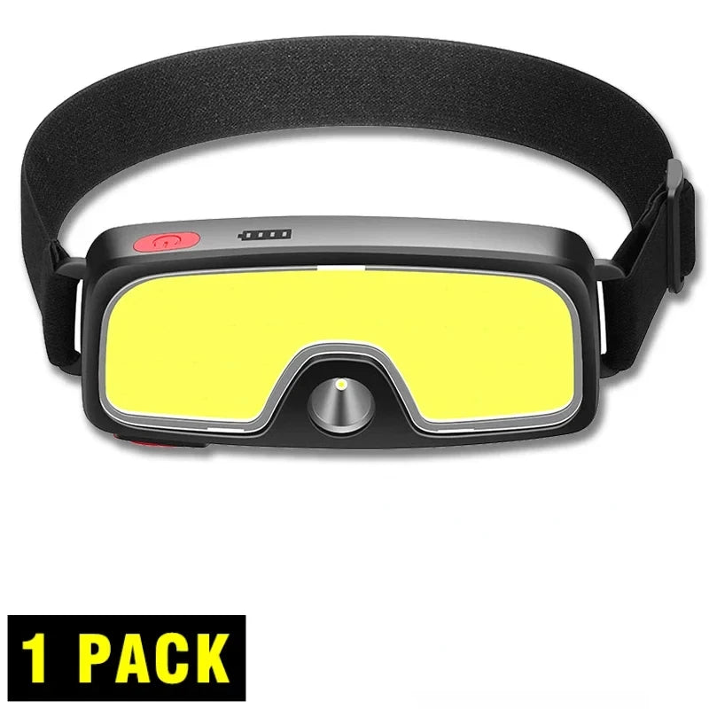 Portable COB LED Floodlight Head Flashlight Built-in Battery USB Rechargeable Outdoor Head-mounted Camping Hunting Headlamp