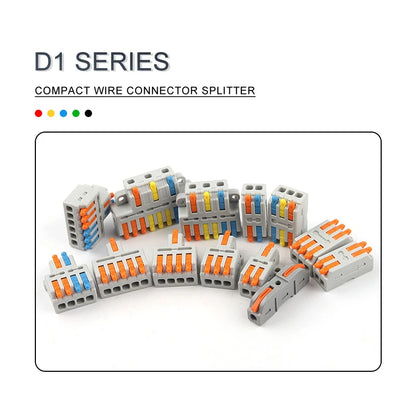 10PCS Universal Compact Wire Connector Splitter Quick Electrical Cable Splice Terminal Block for 28-12AWG Small Wiring Connector