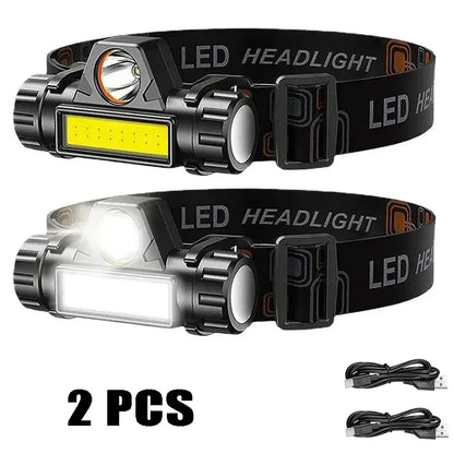 Rechargeable LED Headlamp XPE COB Work Light with Tail Magnet