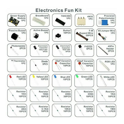 Arduino UNO Compatible Electronics Starter Kit ¨C DIY Components with Breadboard and Storage Box
