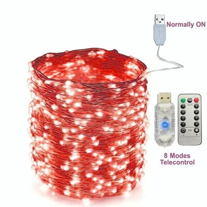 5M/10M/20/30M Telecontrol 8Mode Remote Control Lights USB Led String Light Fairy garlands Wedding Christmas Holiday Decor lamps
