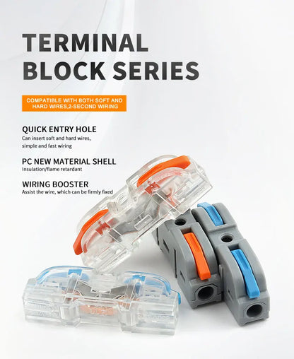 50PCS Lever Wire Connectors 1 to 1 Inline Push-in Splice Insulated Terminal Universal Compact Electrical Connector AWG 28-12