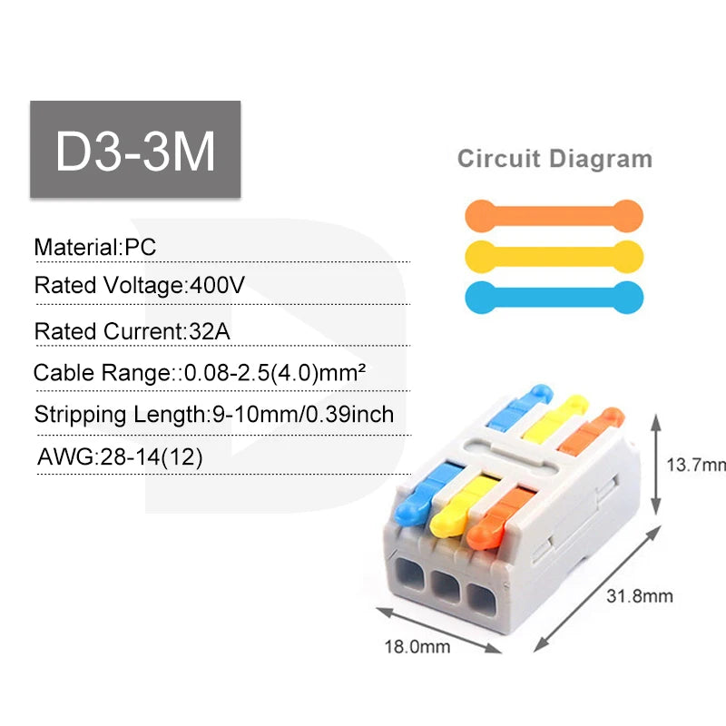 10PCS 3 In 9 Out Connector Wiring Terminal, Quick PCT Lamp Wire Connector, Parallel Wire Junction Box, One in Multiple Out Splitter