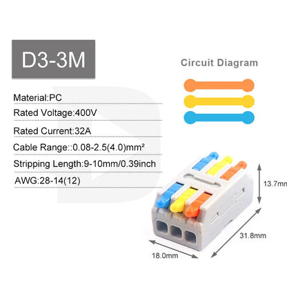 10PCS 3 In 9 Out Connector Wiring Terminal, Quick PCT Lamp Wire Connector, Parallel Wire Junction Box, One in Multiple Out Splitter