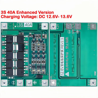 3S 4S Lithium Battery BMS Protection Board 40A 60A with Balance and Enhance Functions for Drill Motor 11.1V-16.8V Li-ion Cells