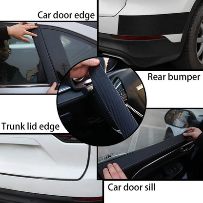 3D Carbon Fiber Sticker – Car Threshold Protective Film Anti-Scratch Waterproof Matte Black Nano Sticker Tape for Car Body