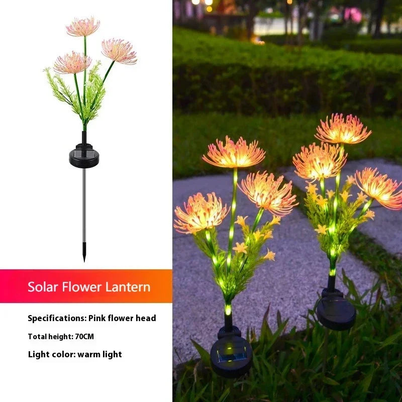Solar LED Red Magic Lily Lights with 3 Glowing Flower Heads, Outdoor Yard, Garden, Lawn Decoration Flower Lamp