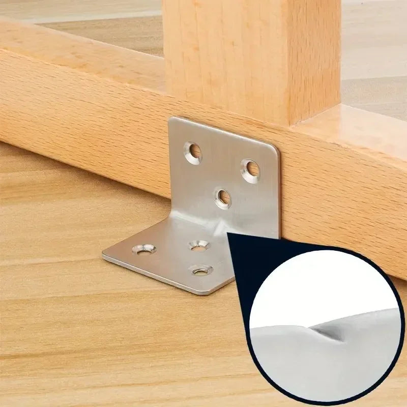 Universal Stainless Steel 90 Degree Corner Bracket Right Angle Fixed Bracket for Wood Furniture Bedframe Cabinet Accessories
