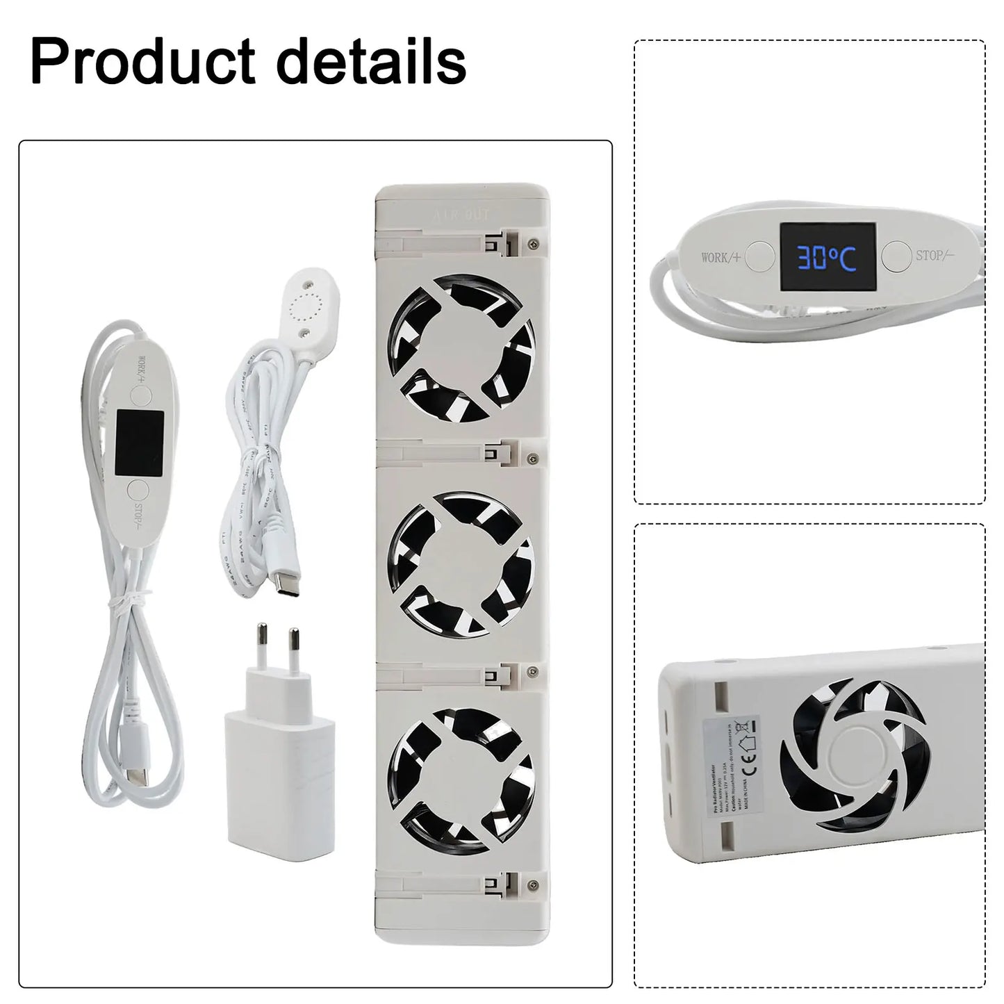 Upgrade 5.0 Duo-Set Radiator Fan Smart Radiator Booster Extension Set Ventilator Fan European Standard 5V Household Radiator