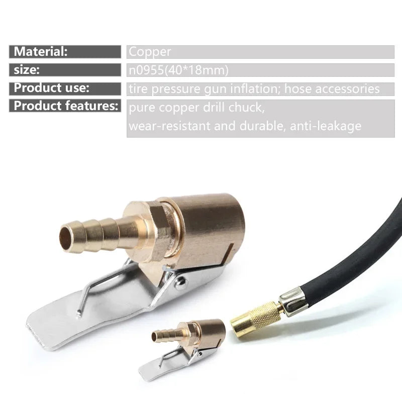 8mm Car Tire Valve Clip Solid Brass Nozzle Clamp Inflation Pump Adapter Air Chuck Inflator Quick Connector Tire Accessories 2pcs