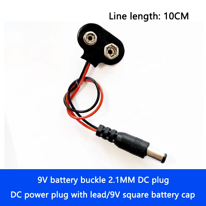 9V Battery Snap Connector with DC Lead and Square Cap