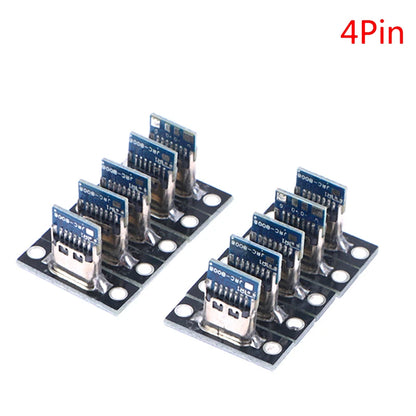 10pcs USB 3.1 Type C Socket with Screw Fixing Plate – Type-C USB Jack 2Pin/4Pin Female Connector Charging Port