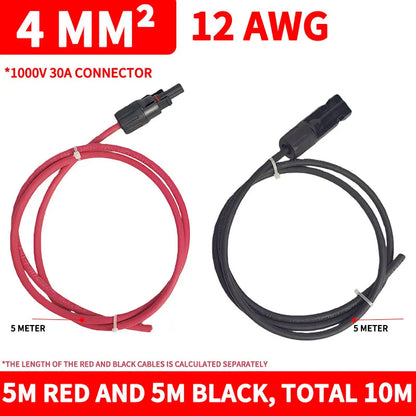 PV1-F Solar Extension Cable 2.5mm² 1/2/3/5/10M Waterproof DC Connector Male Female Pair IP67 for Photovoltaic System