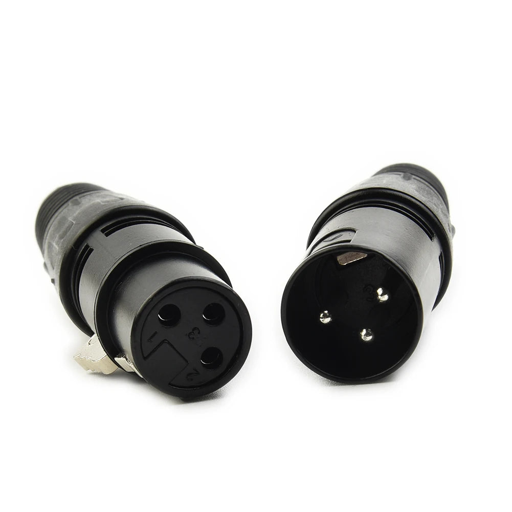 XLR DMX 3-Pin Male & Female MIC Snake Plug Audio Microphone Cable Connector, Signal Transmitter