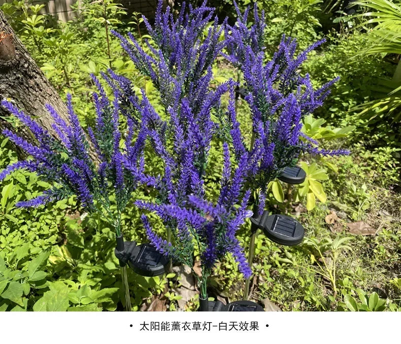 1PC Solar Lights Outdoor Decorative, Purple Lavender Flower Solar Garden Lamp for Yard, Patio, and Garden Decor