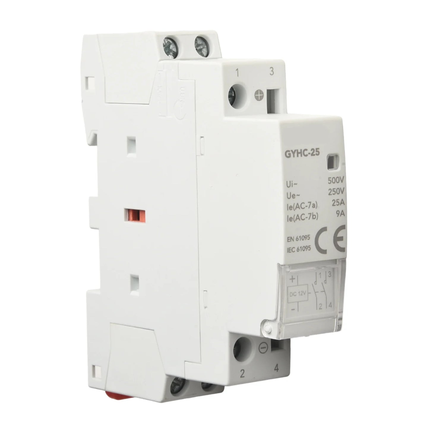 25A Contact Din Rail Mount RoHS Compliant Transparent Flip Cover Flame Retardant Plastic Low Power Consumption