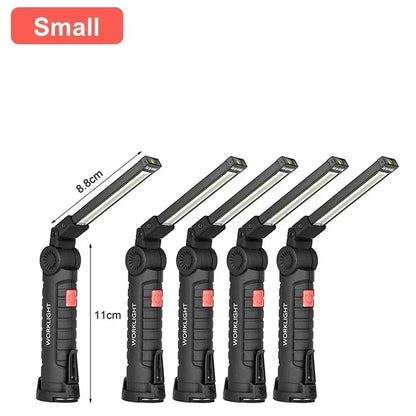 Portable COB LED Flashlight USB Rechargeable Work Light Torch