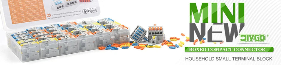 Mini Fast Universal Compact Conductor Junction Box Push-In Spring Terminal Block Wire Connector Electrical Cable Splitter