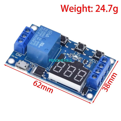 6-30V Relay Module with Power-Off Delay, Trigger & Timing Circuit, USB Interface