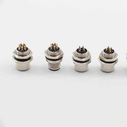 M12 4Pin 5 8Pin Sensor Connector Panel Back Mount Waterproof Flange Socket Threaded Coupling Male Female A Code Connectors