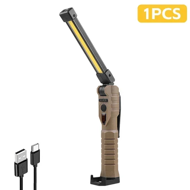 Powerful Fold Flashlight Type-c Rechargeable Lantern Built-in Battery Magnetic LED Work Lights for Camping Garage Emergency Lamp