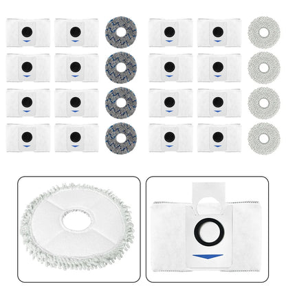 Set of 8 Dust Bags and 4 Wiping Cloths for Deebot For T20 For Omni X1 For Omni 8 Robot Vacuum Cleaner Protective Accessories