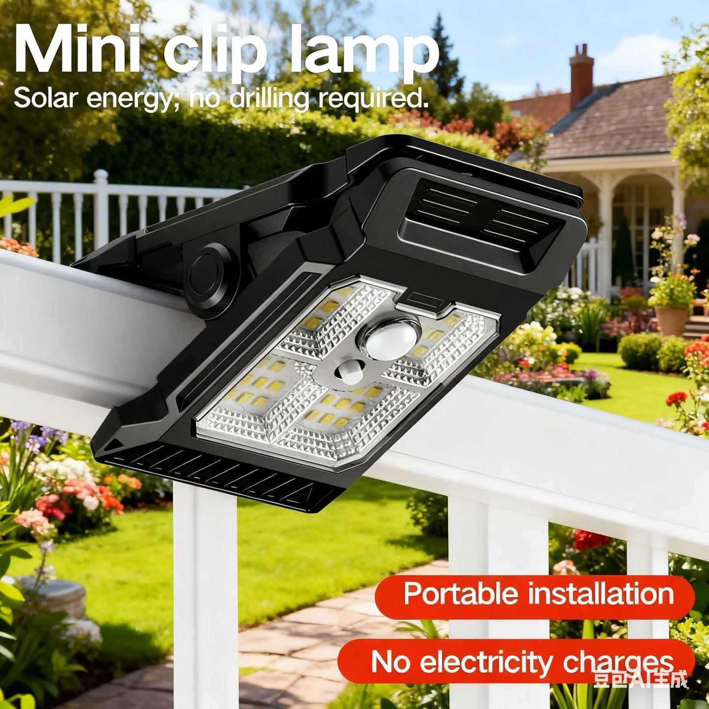 Solar Sensor Motion Light Clip on Lawn Lamp Outdoor Waterproof Work Light Camping Household Garden Lighting Courtyard Lamp
