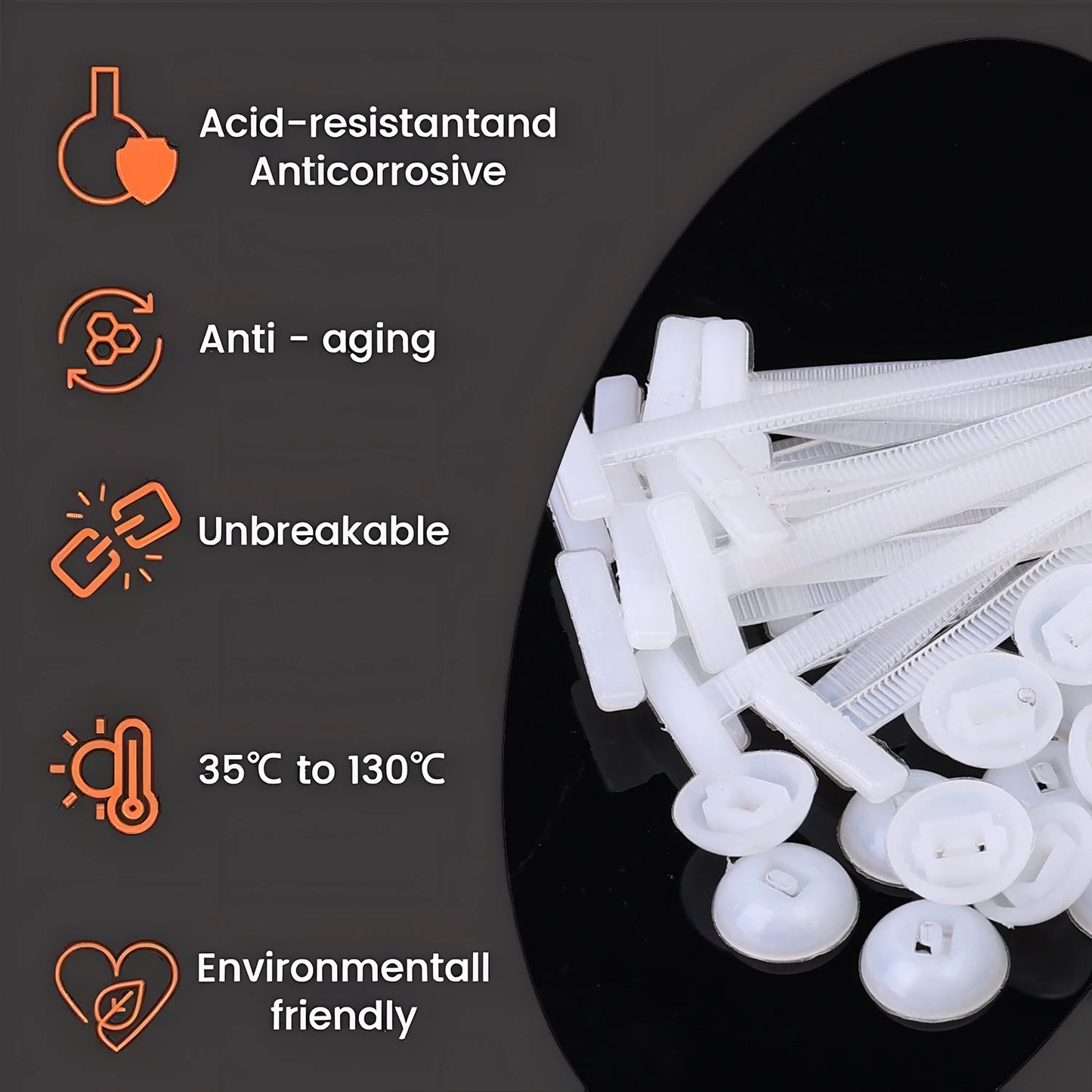 Heavy Duty Nylon Zip Ties Self Locking Cable Tie for Car Underbody