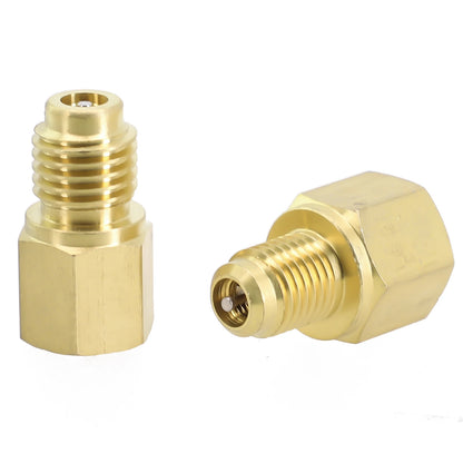 2pcs R12 To R134a R134a To R12 Adapter 1/4 Female Flare 1/2 Acme Male Valve Kits Brass Leak-proof Adapter